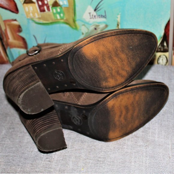 LADIES LUCKY BRAND SIDE ZIP ANKLE BOOTS - 10 - BROWN LEATHER. - Picture 5 of 6